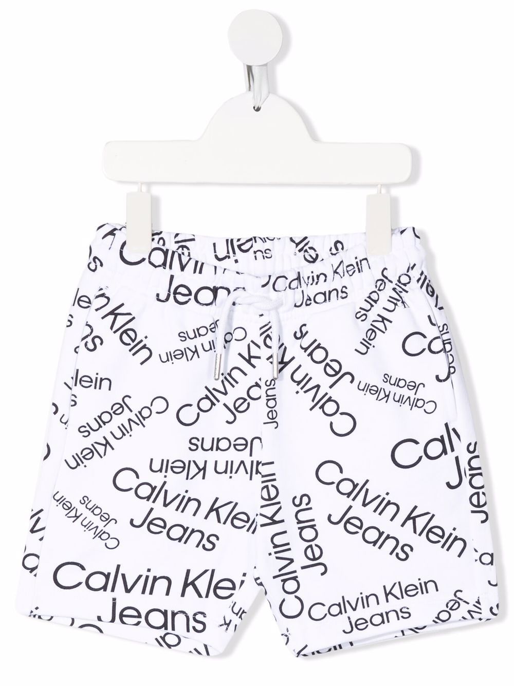 Calvin Klein Kids logo印花抽绳短裤 - 白色