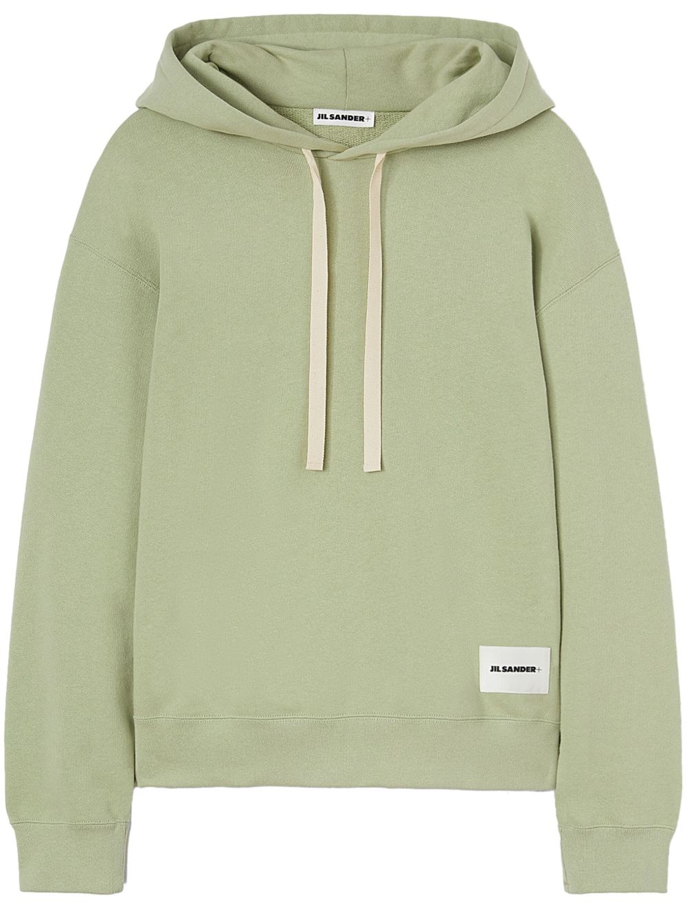 Jil Sander logo贴花棉连帽衫 - 绿色