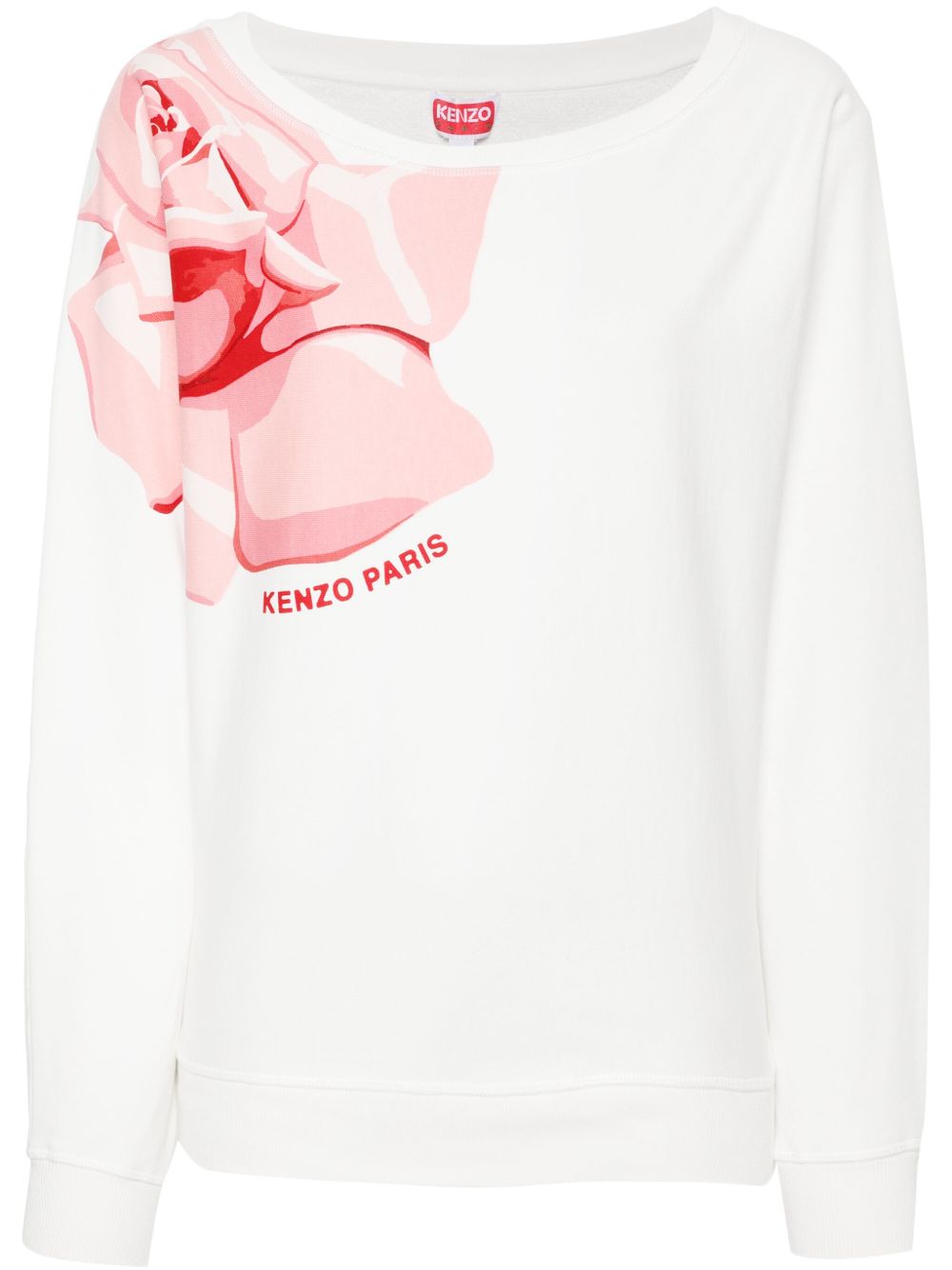 Kenzo 玫瑰印花棉卫衣 - 白色