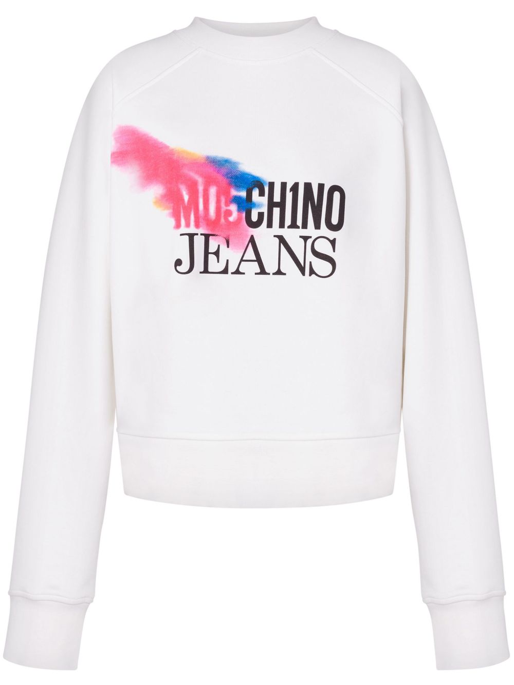 MOSCHINO JEANS logo印花棉卫衣 - 白色