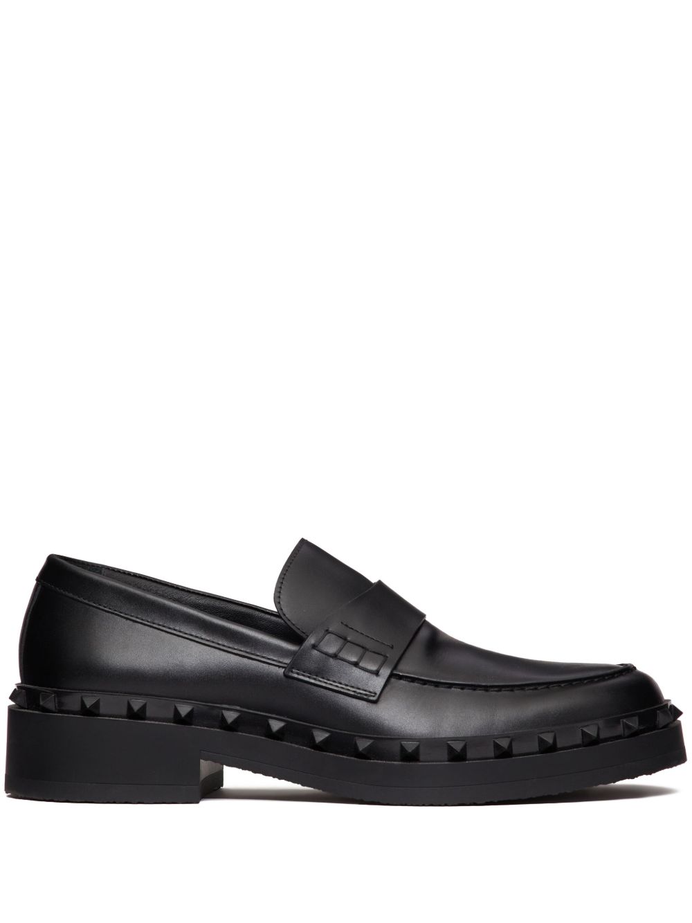 Valentino Garavani Rockstud 皮质乐福鞋 - 黑色