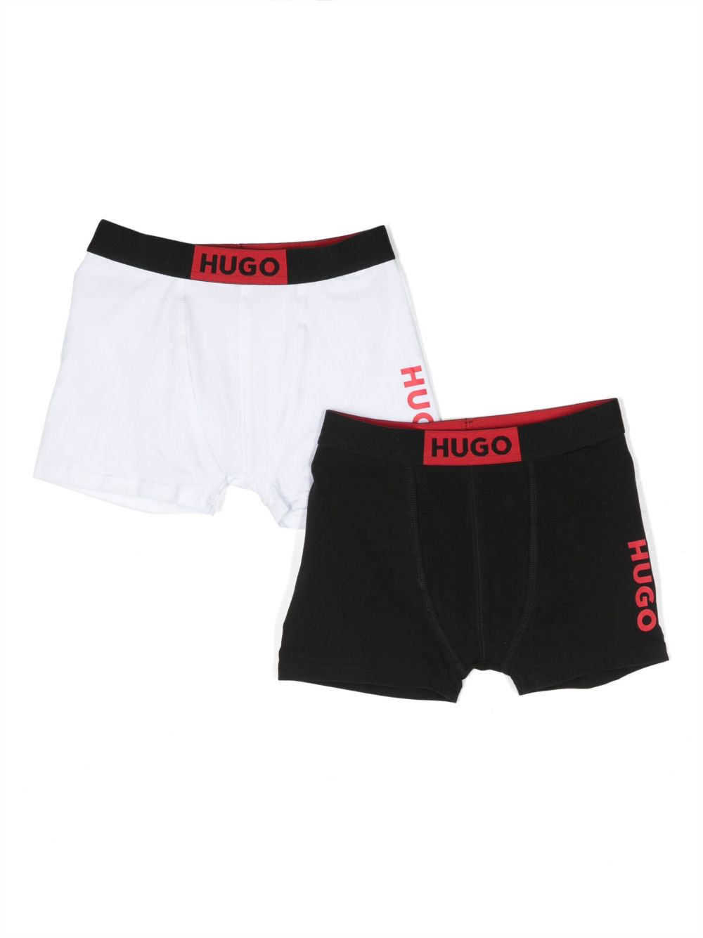 HUGO KIDS logo印花棉三角内裤 （两件装) - 黑色