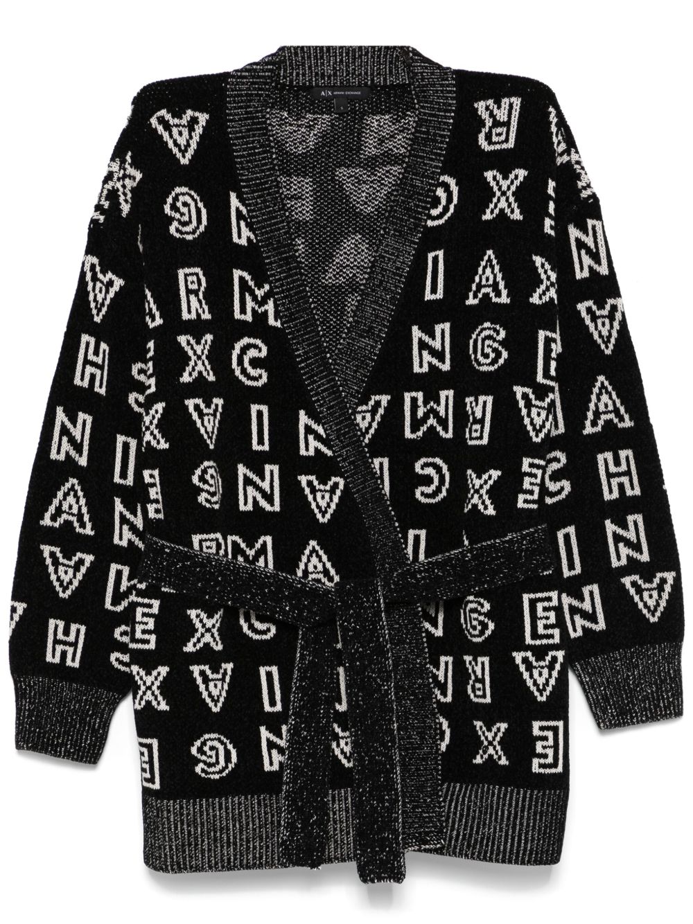 Armani Exchange logo提花开衫 - 黑色
