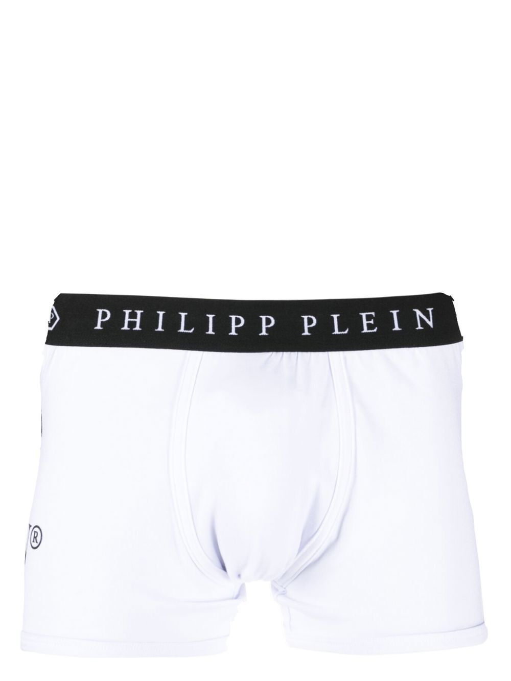 Philipp Plein logo印花四角裤 - 白色