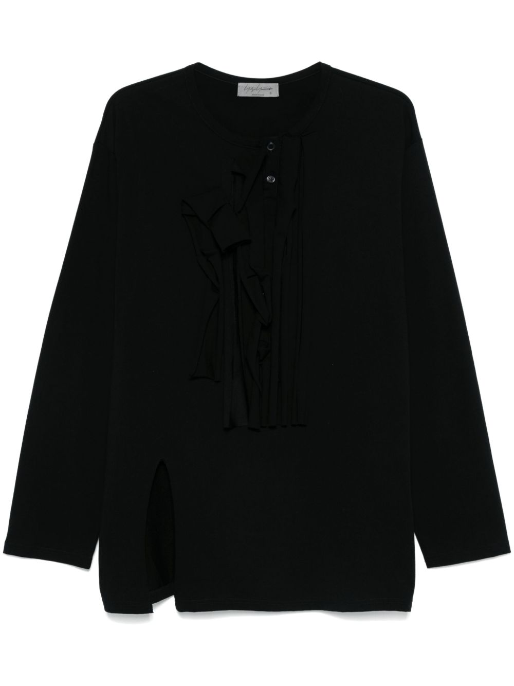 Yohji Yamamoto 荷叶边T恤 - 黑色