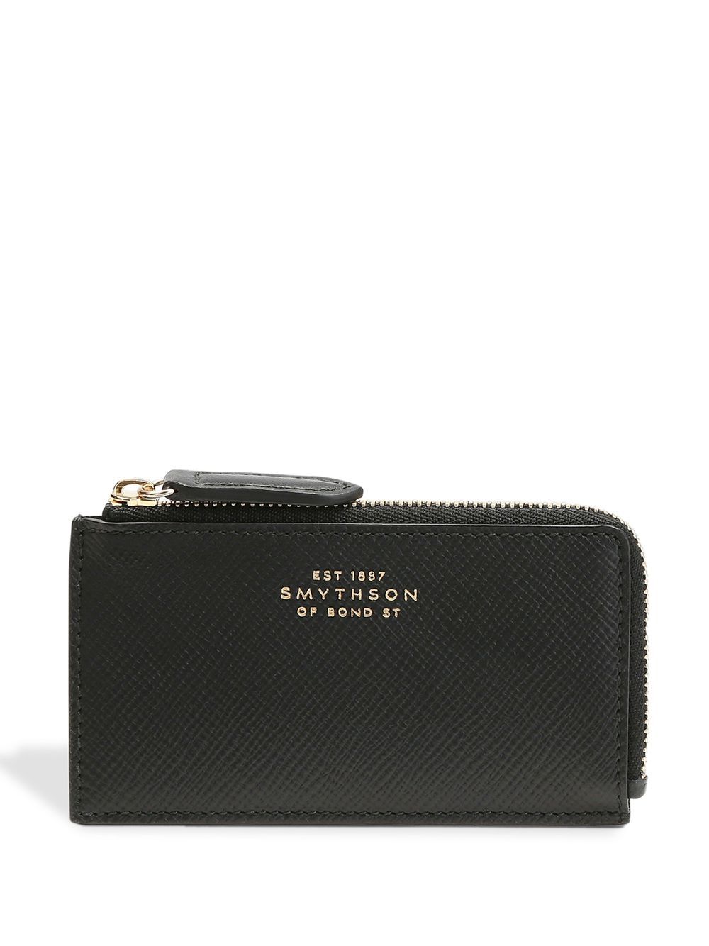 Smythson Panama 顶置拉链零钱包 - 黑色