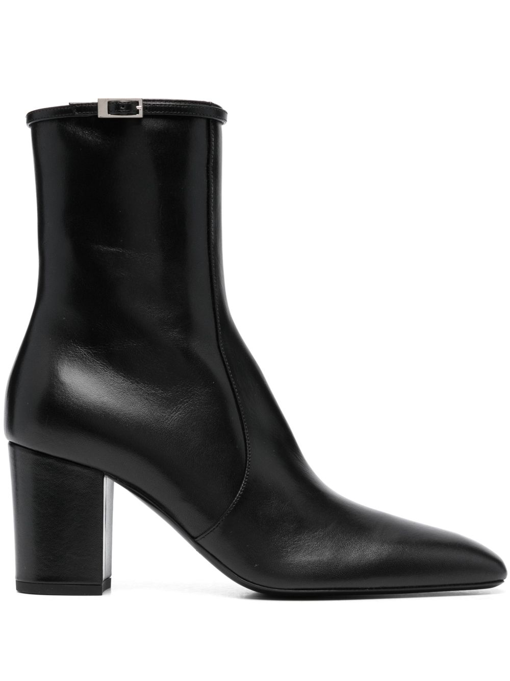Saint Laurent Joelle 皮质中跟短靴 - 黑色