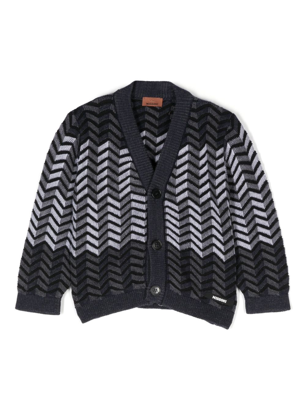 Missoni Kids 人字纹图案针织开衫 - 蓝色