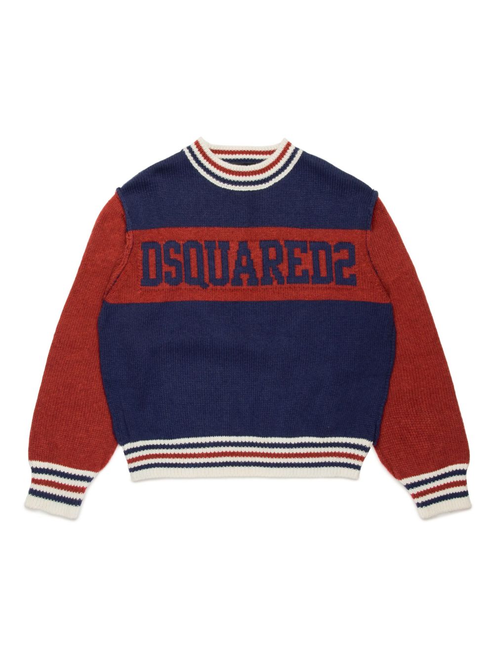 DSQUARED2 KIDS logo嵌花针织毛衣 - 蓝色