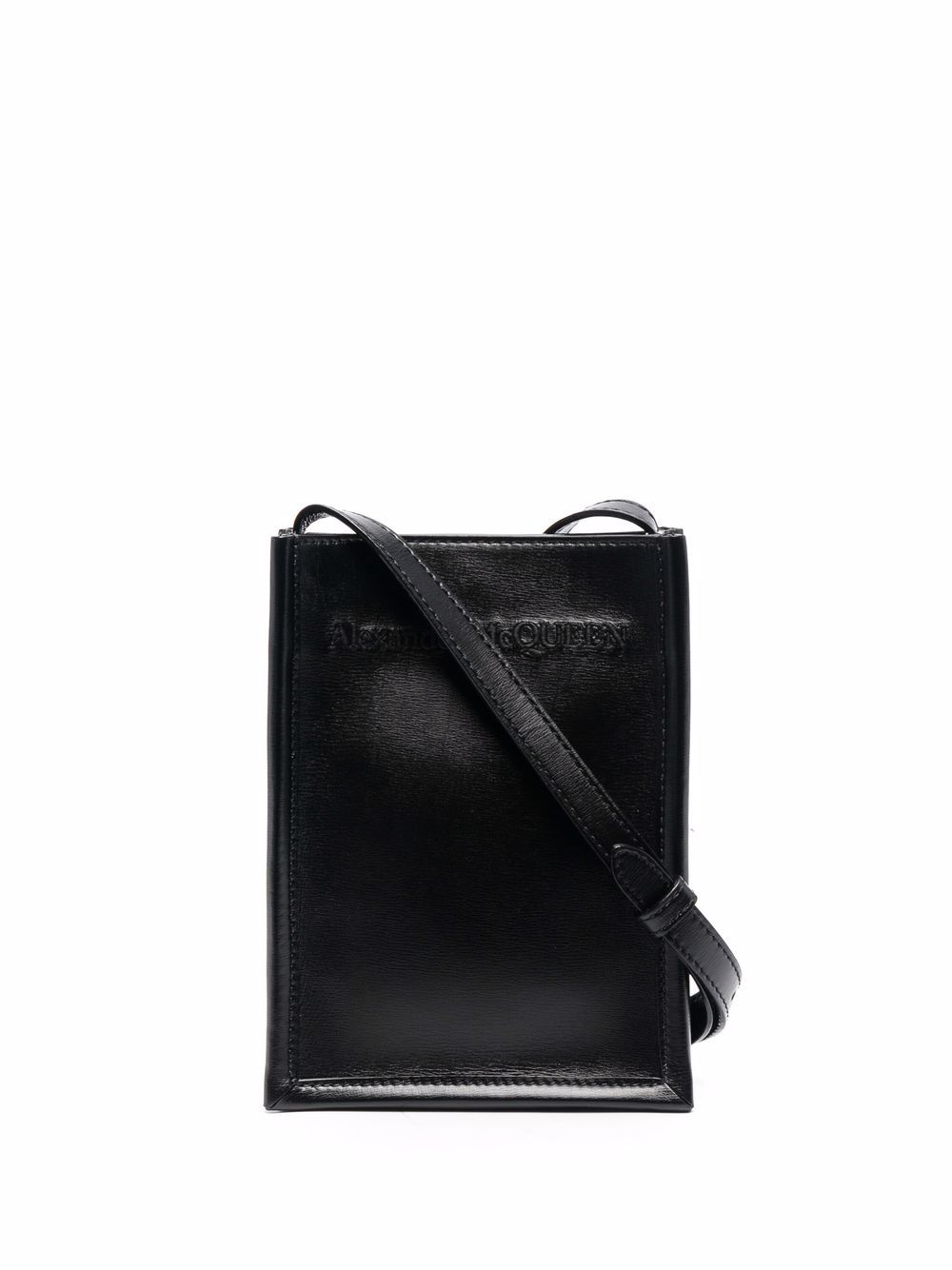 Alexander McQueen logo刺绣邮差包 - 黑色
