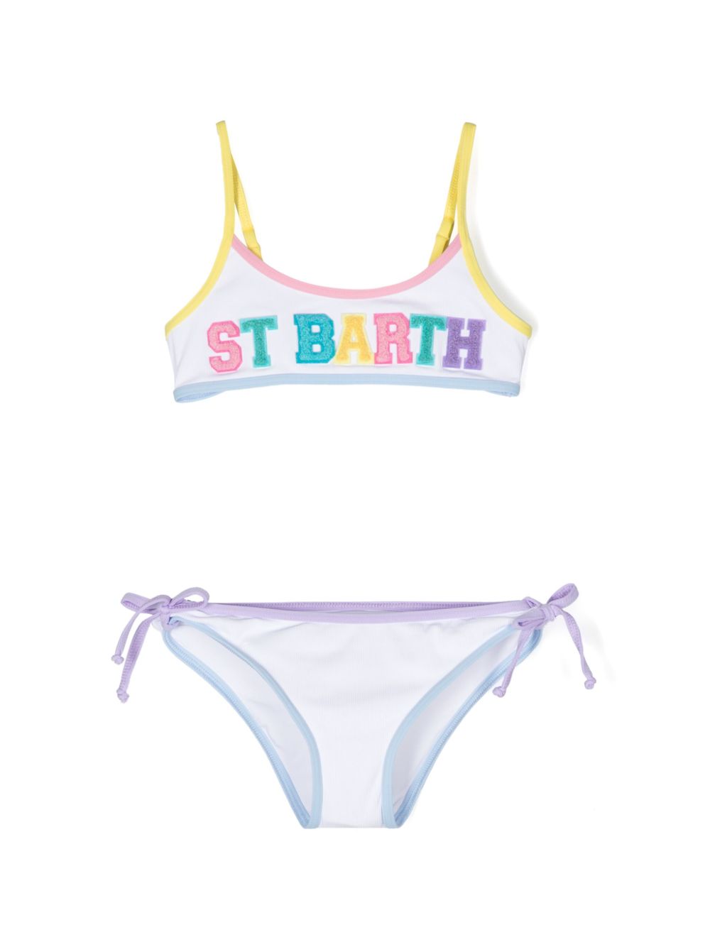 MC2 Saint Barth Kids logo贴花罗纹比基尼套装 - 白色