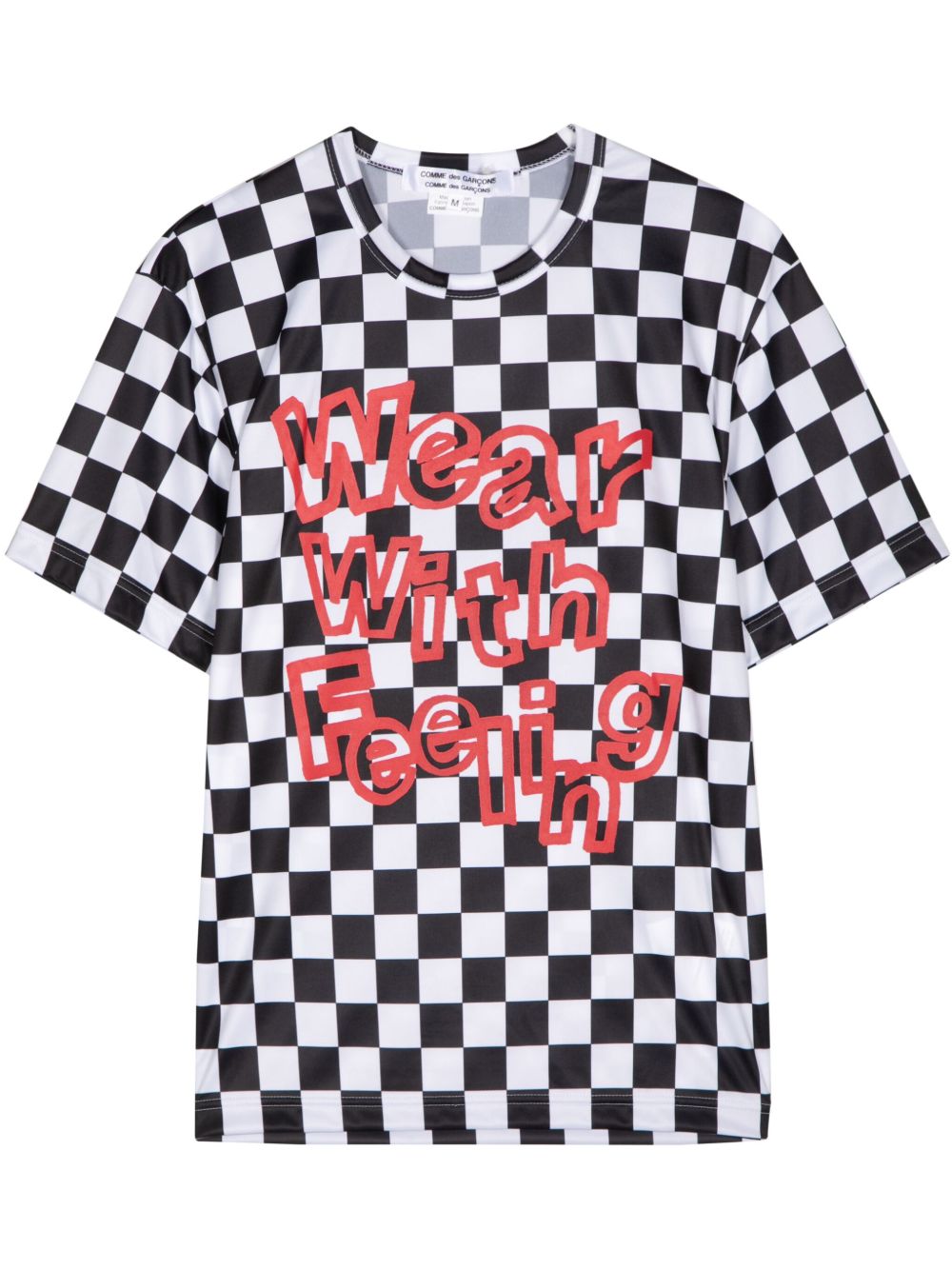 Comme Des Garçons Comme Des Garçons 标语印花方格印花T恤 - 黑色