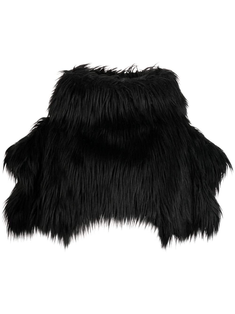 Comme Des Garçons 人造皮草短款斗篷 - 黑色