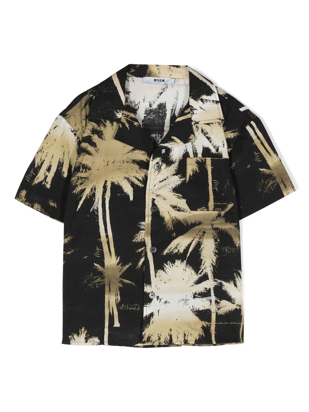 MSGM Kids 棕树印花府绸衬衫 - 黑色