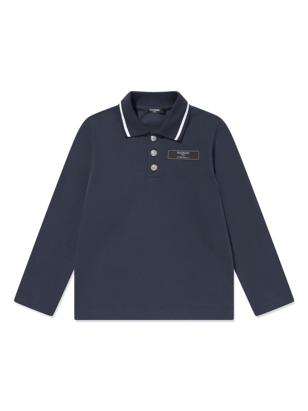 Balmain Kids 标贴棉polo衫 - 蓝色