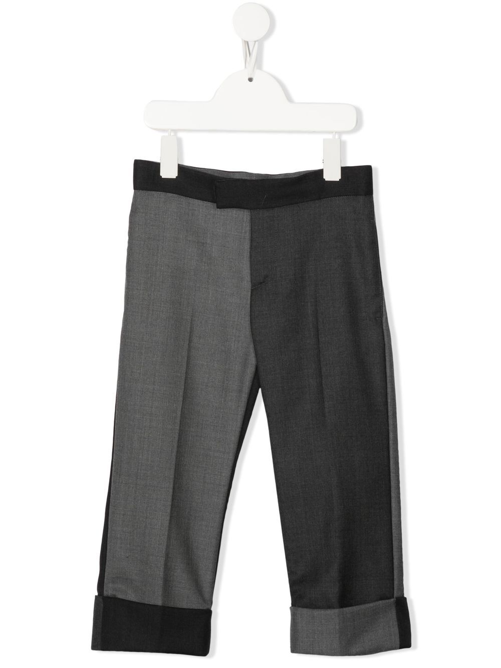 Thom Browne Kids 双色精裁长裤 - 灰色