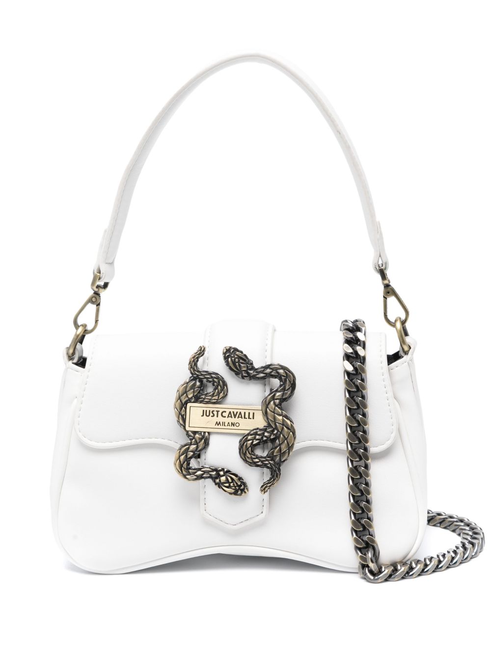 Just Cavalli logo标牌手提包 - 白色