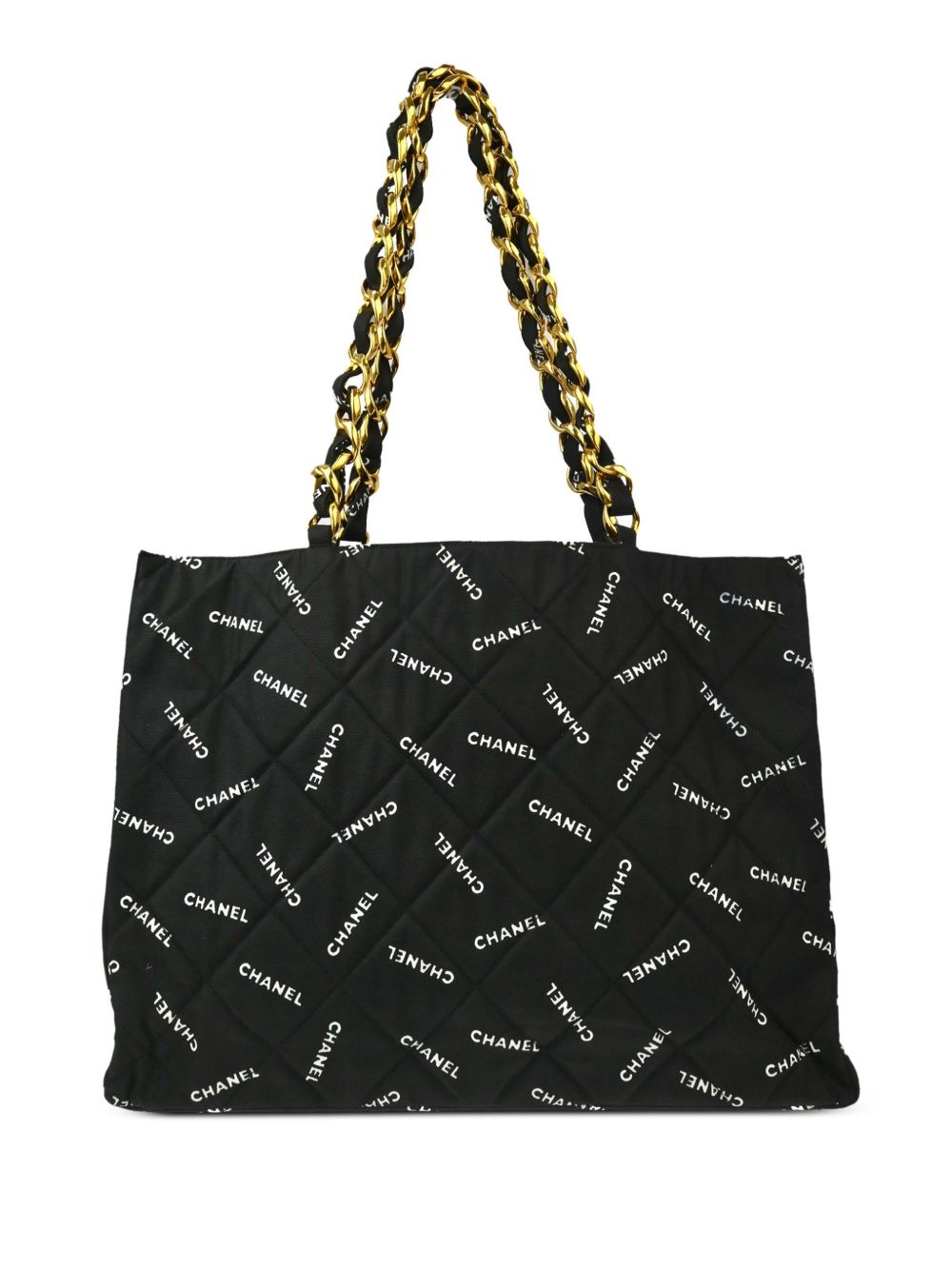 CHANEL Pre-Owned logo印花手提包（1995年典藏款） - 黑色