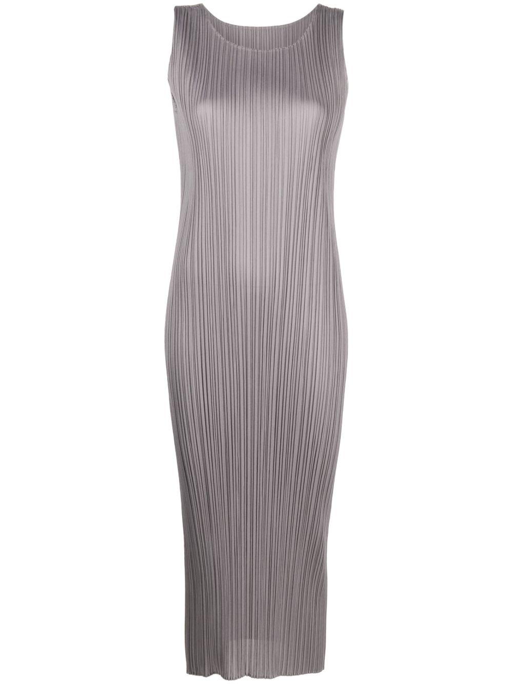 Pleats Please Issey Miyake Monthly Colors 细褶中长连衣裙 - 灰色