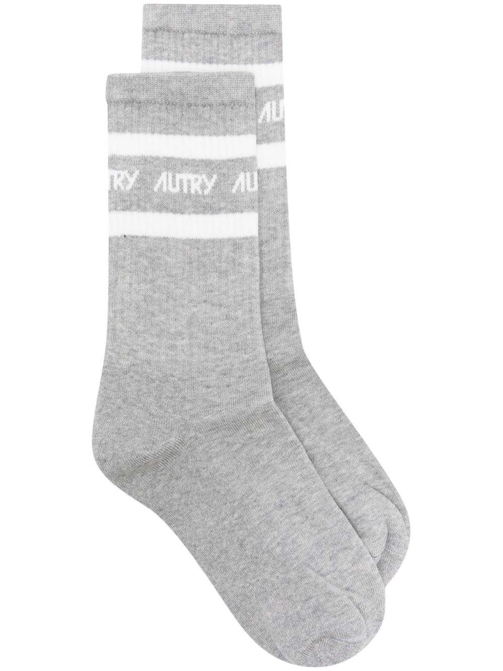 Autry logo嵌花中筒针织袜 - 灰色