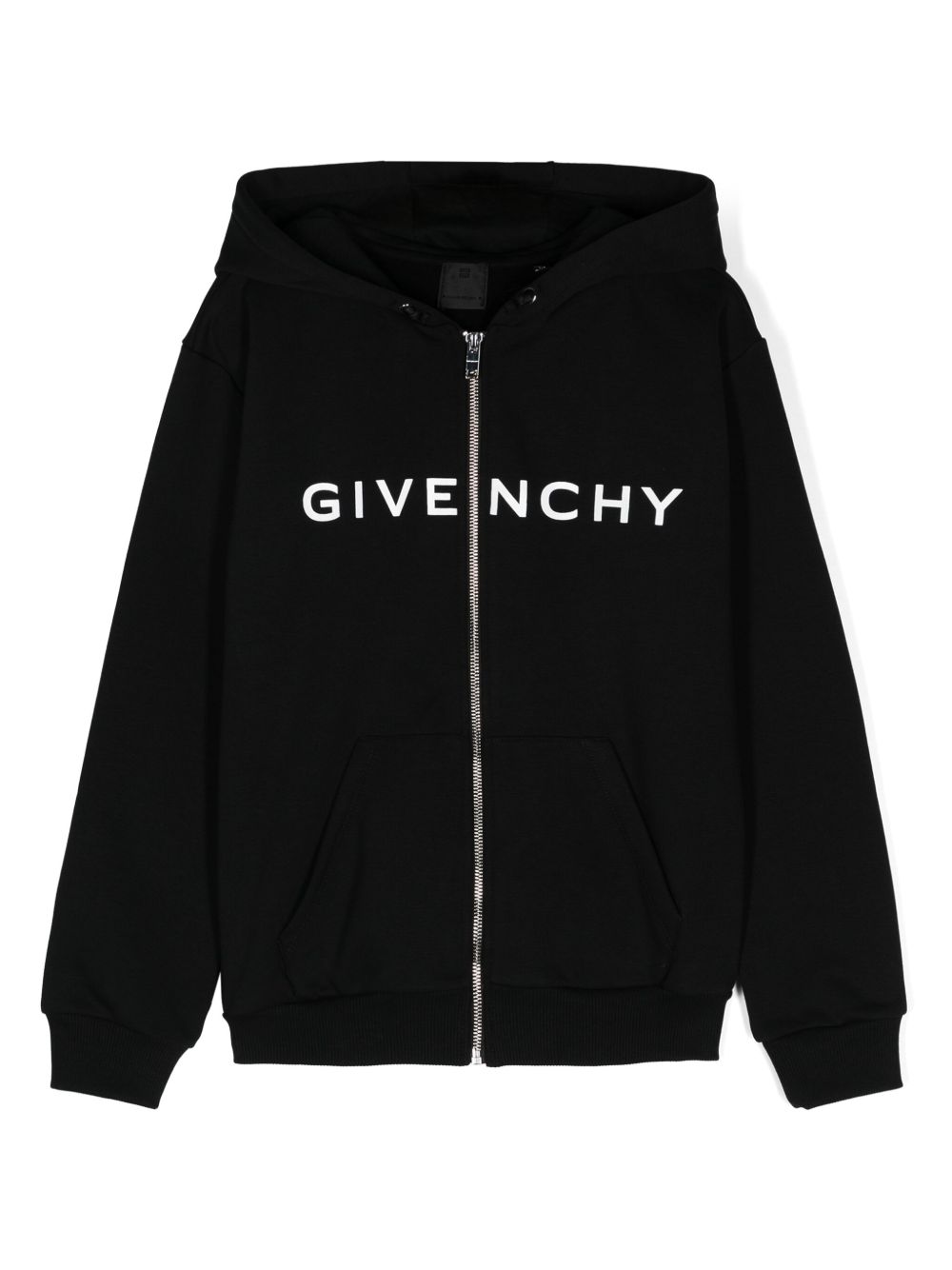 Givenchy Kids logo印花棉连帽衫 - 黑色
