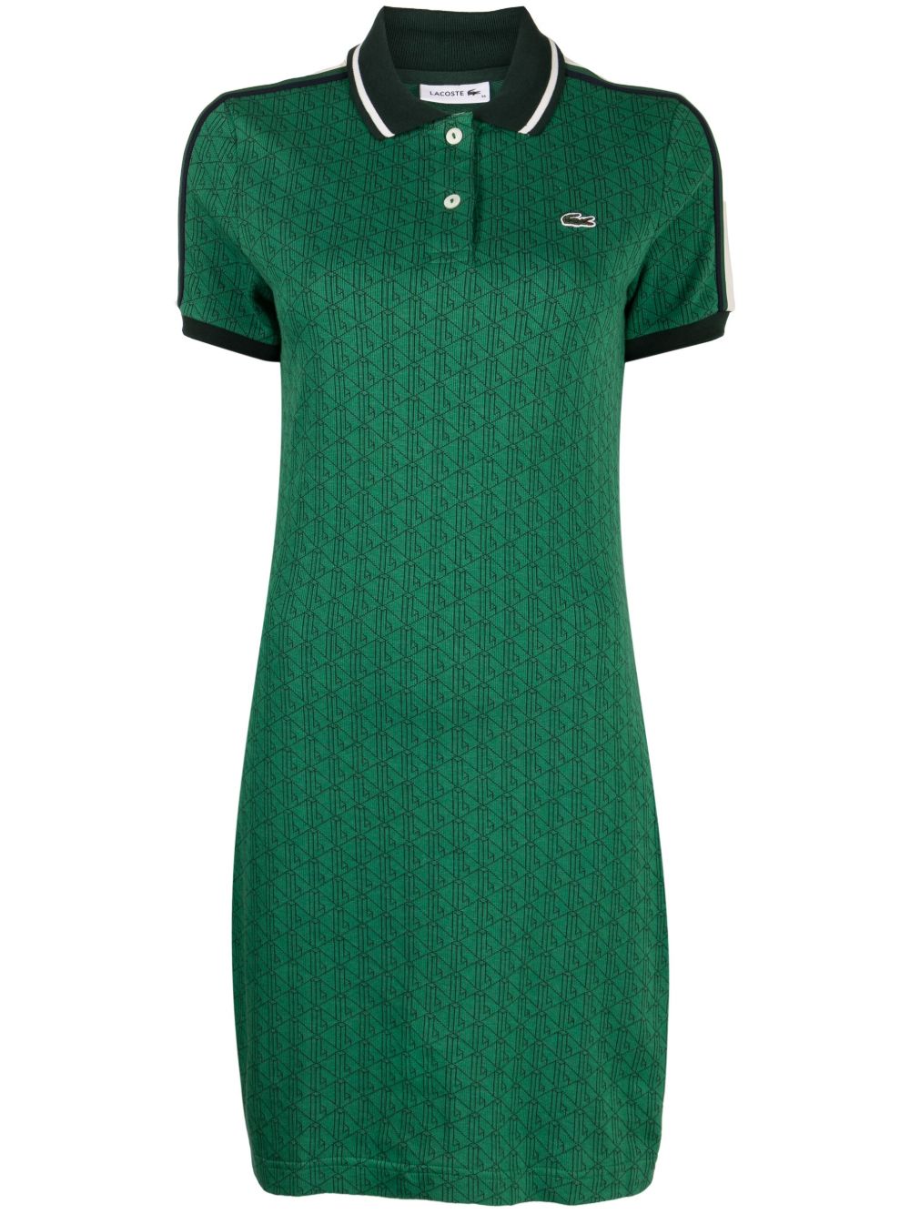 Lacoste 经典logo提花弹力棉polo领连衣裙 - 绿色