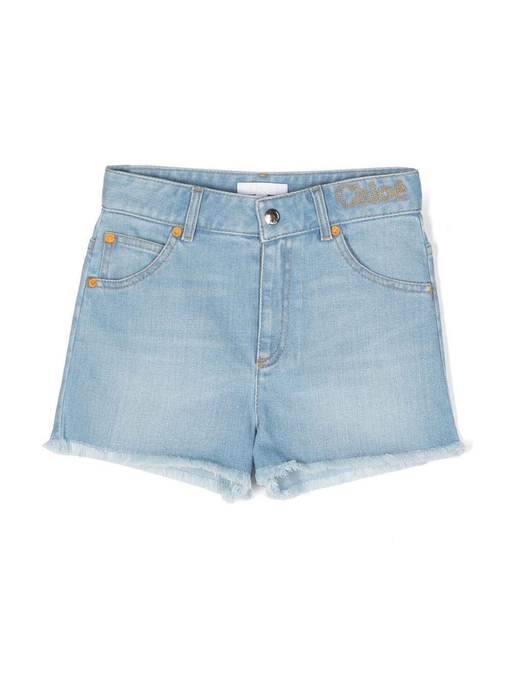 Chloé Kids 棉牛仔短裤 - 蓝色
