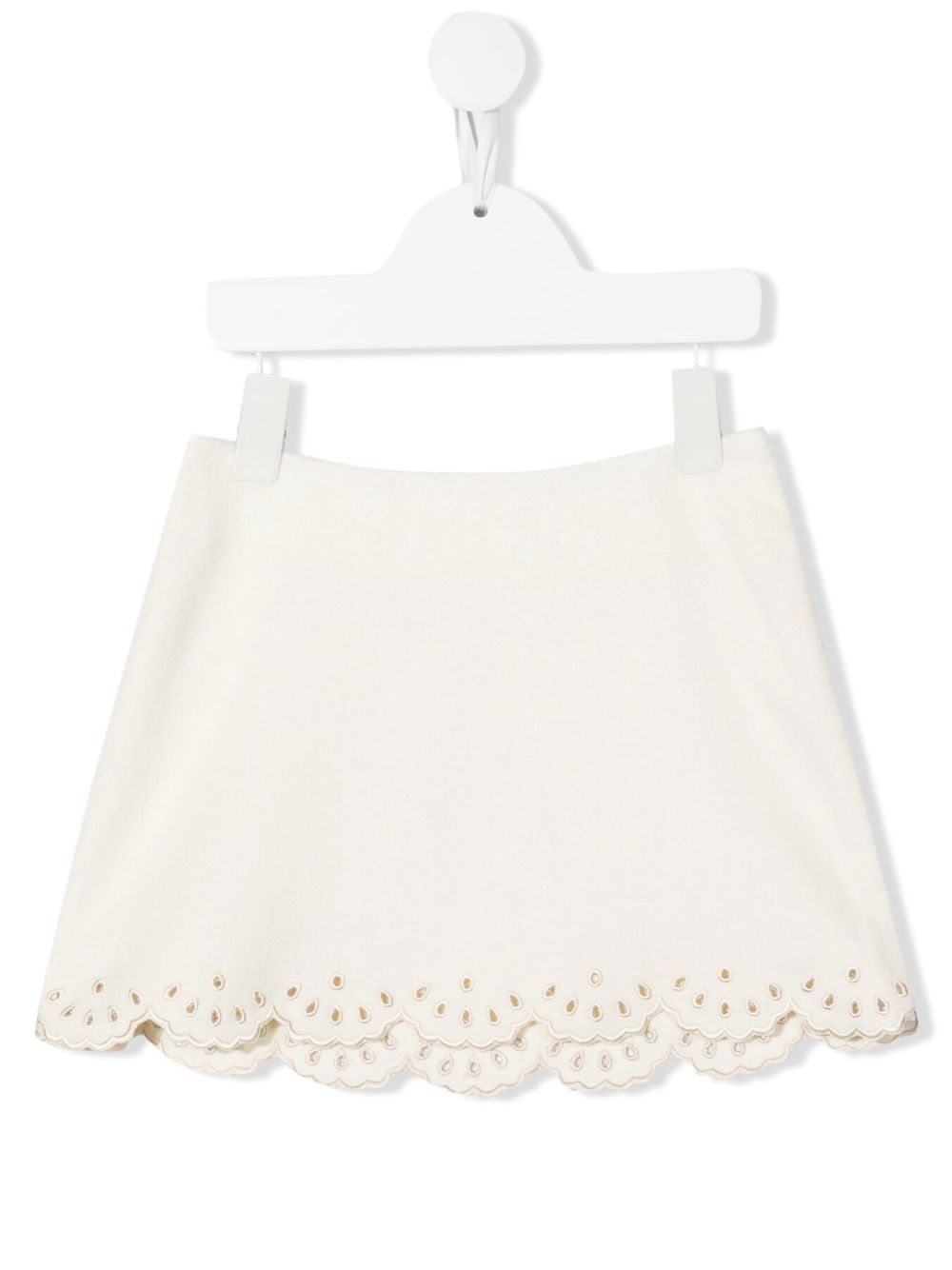 Chloé Kids 扇贝边棉A字半身裙 - 白色