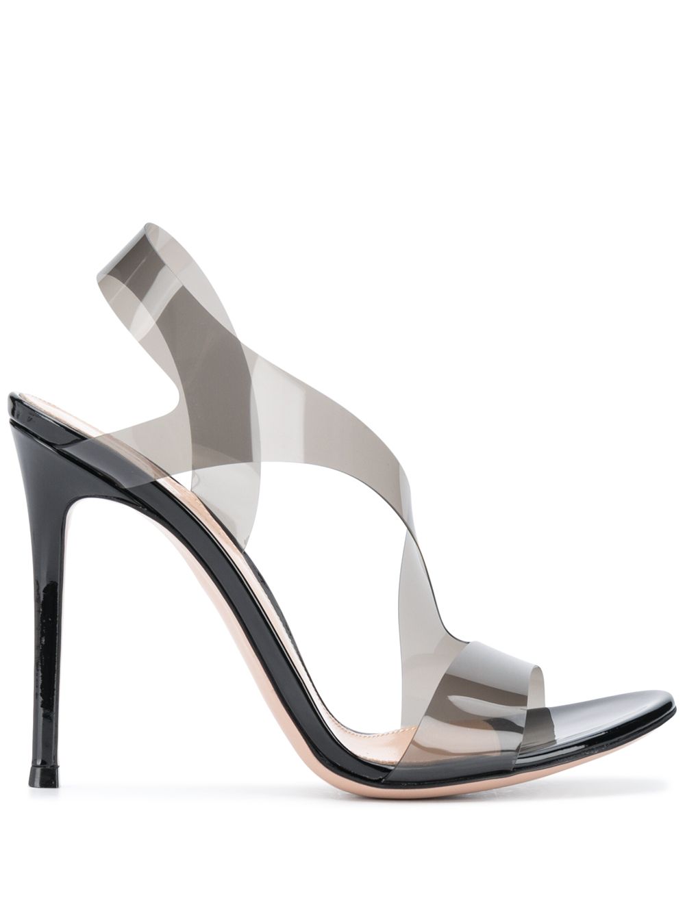 Gianvito Rossi 透明鞋带凉鞋 - 黑色