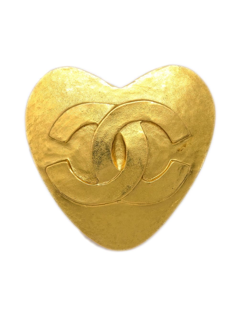 CHANEL Pre-Owned CC 心形胸针（1995年典藏款） - 金色