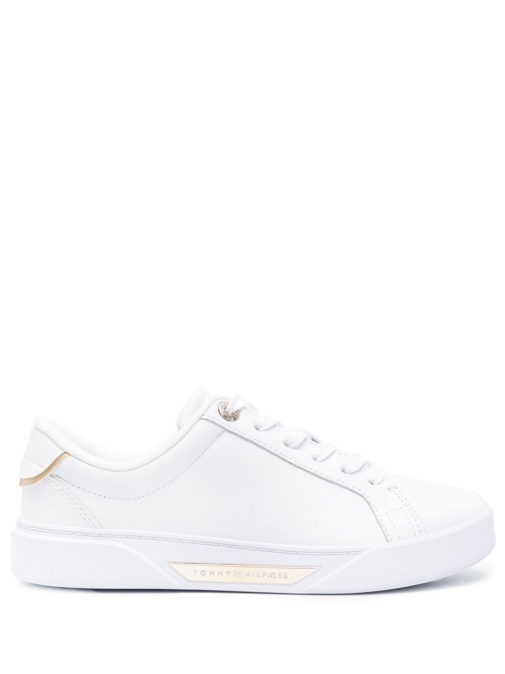 Tommy Hilfiger logo标牌皮质运动鞋 - 白色