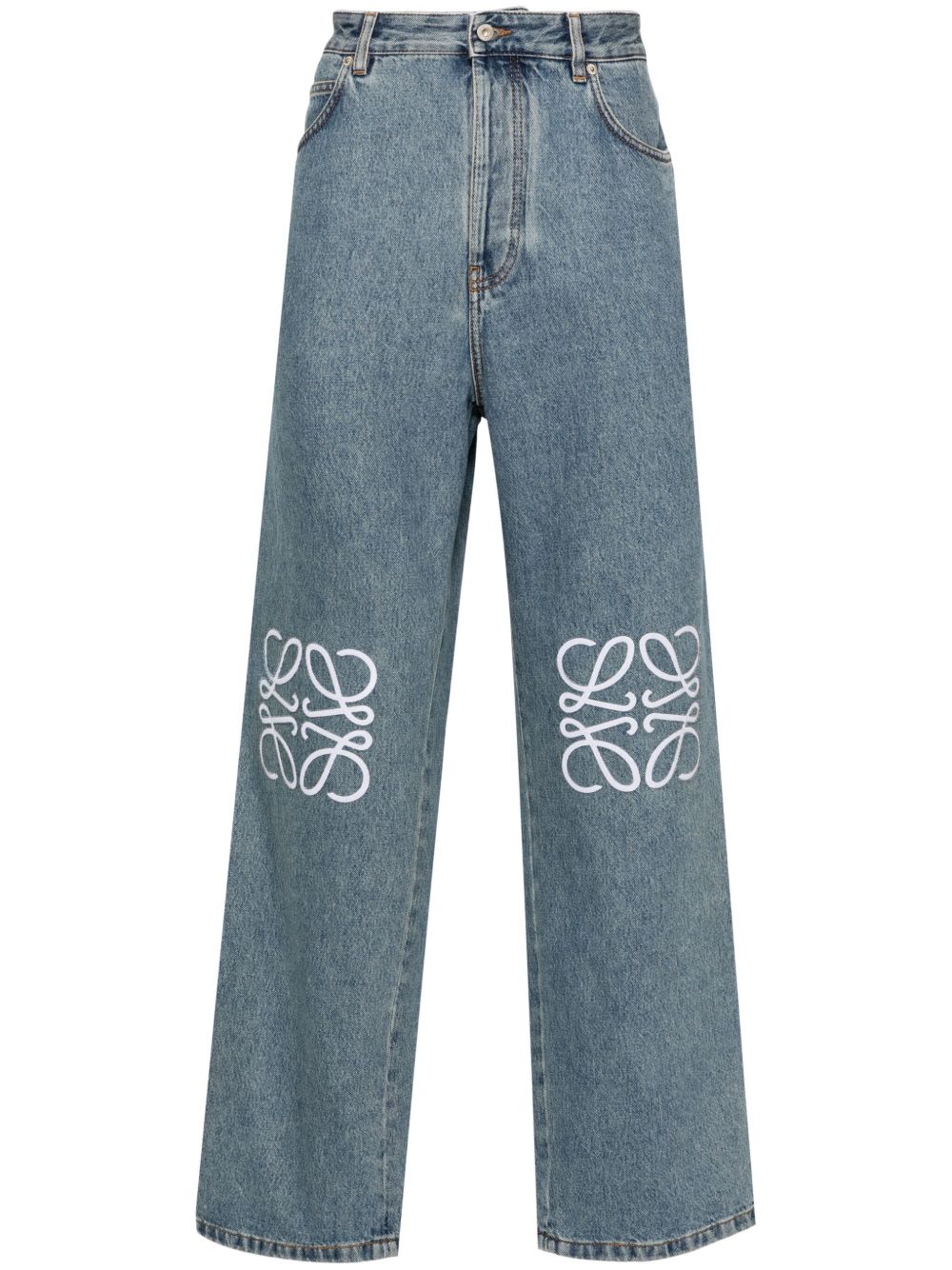 LOEWE Anagram 中腰宽松牛仔裤 - 蓝色