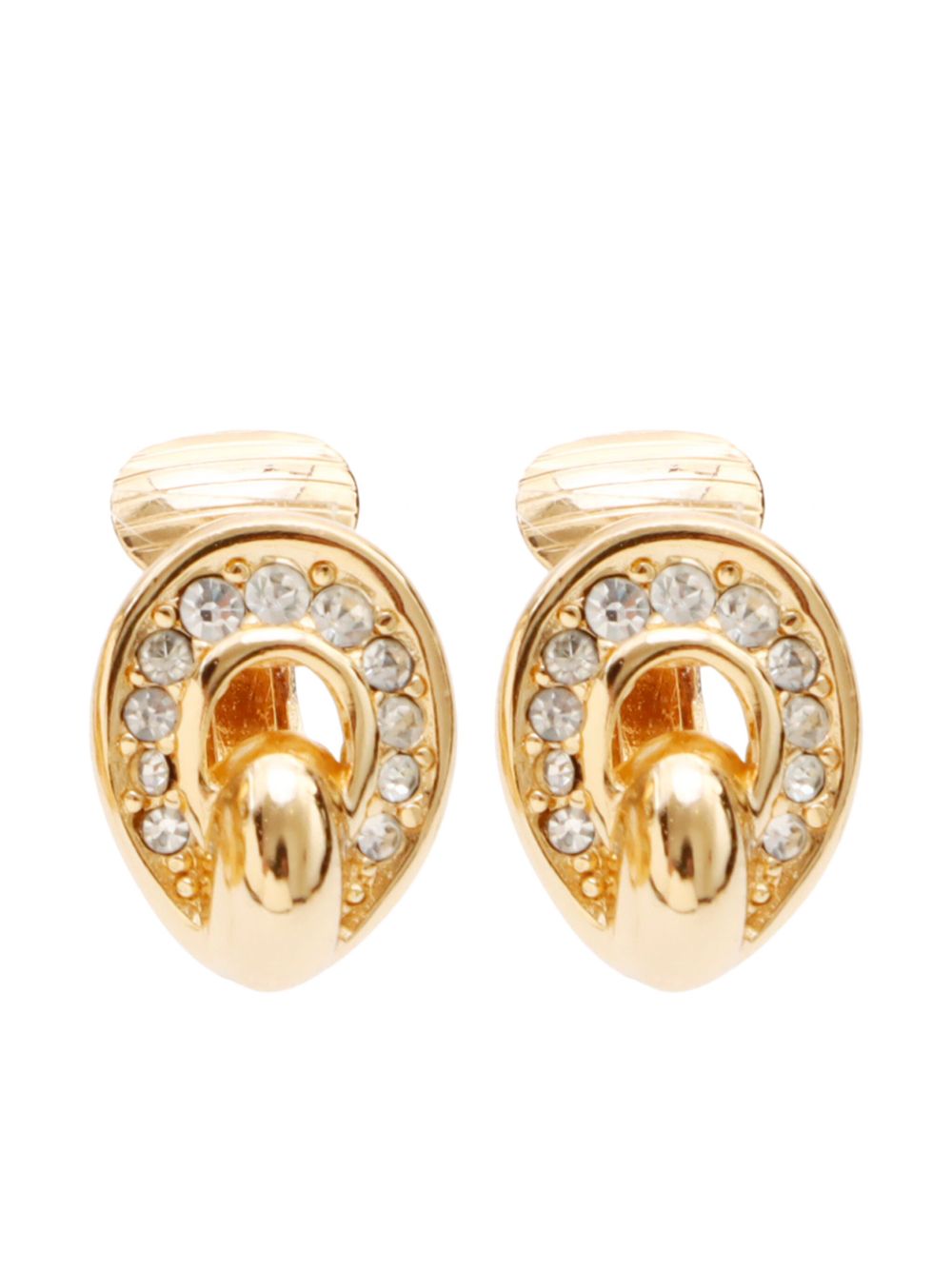 Christian Dior Pre-Owned 水钻缀饰夹扣式耳钉（典藏款） - 金色
