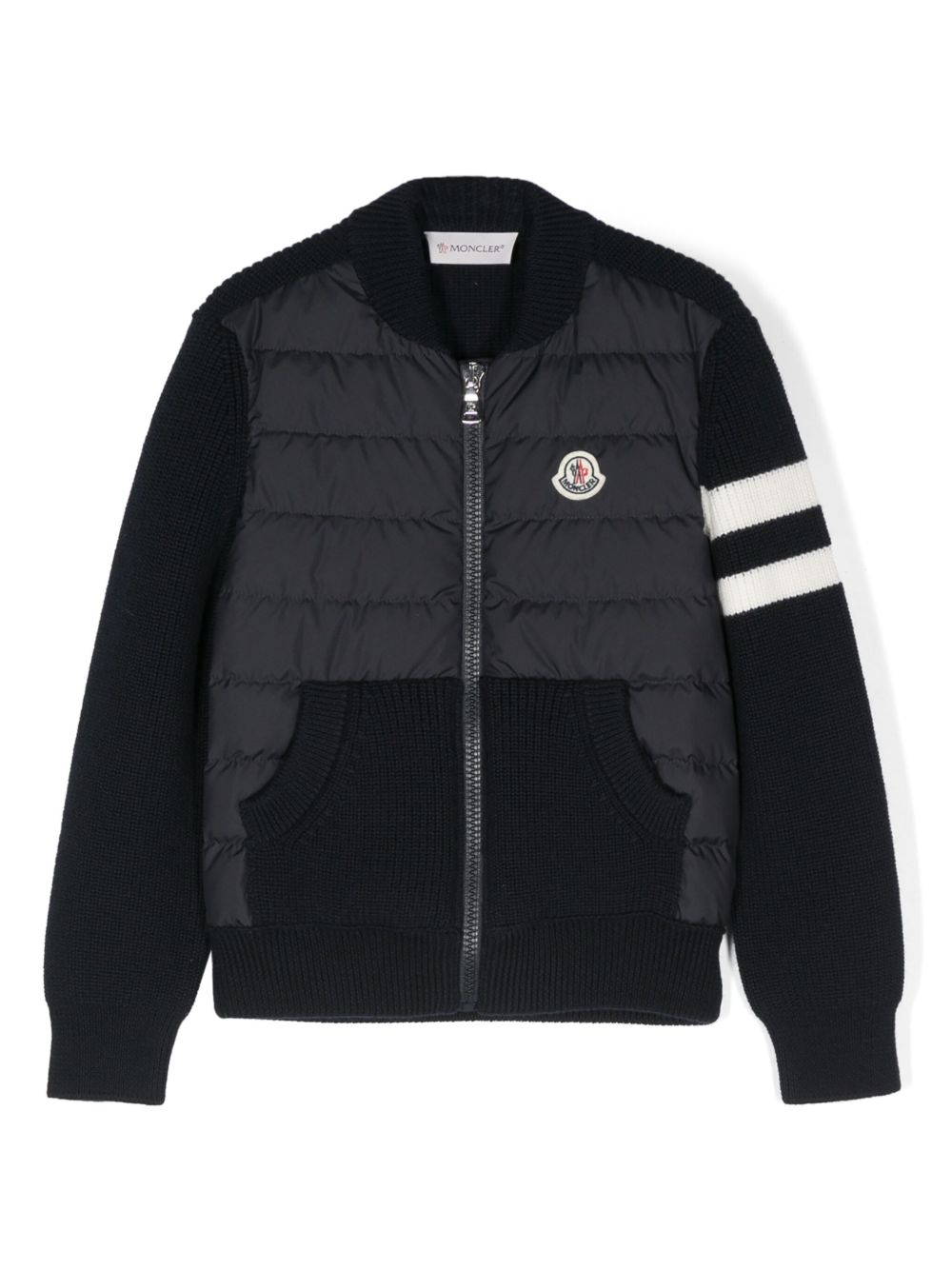 Moncler Enfant 标贴夹克 - 蓝色