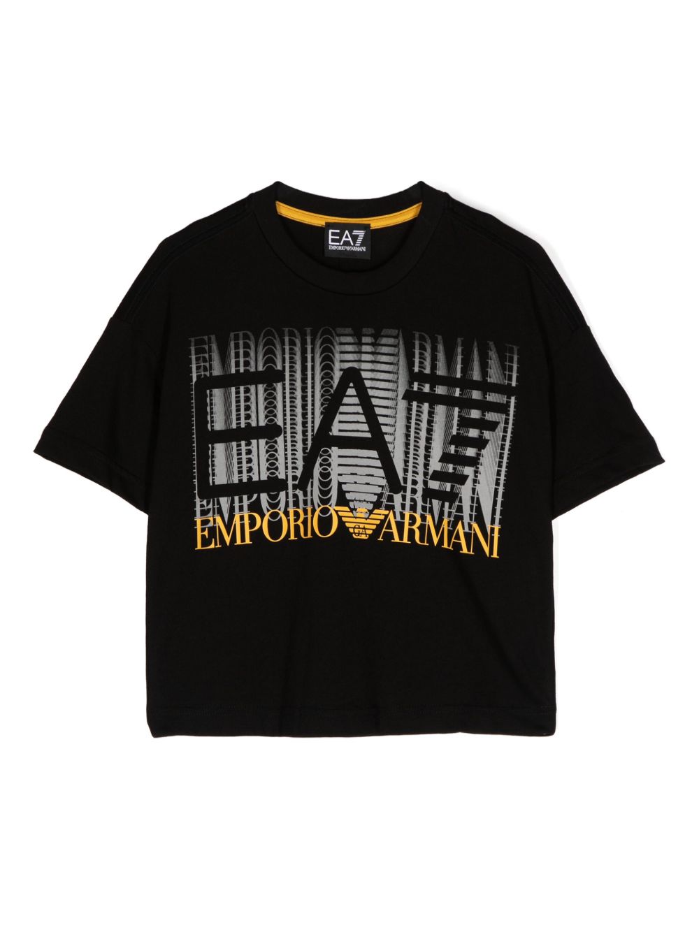 Ea7 Emporio Armani logo印花棉T恤 - 黑色