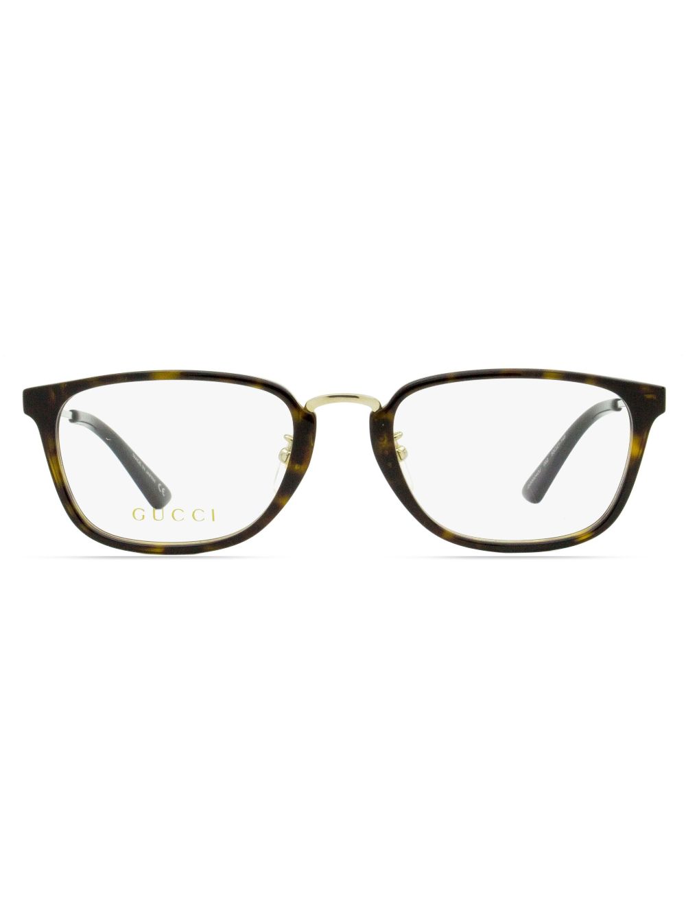 Gucci Eyewear logo印花长方形镜框眼镜 - 褐色