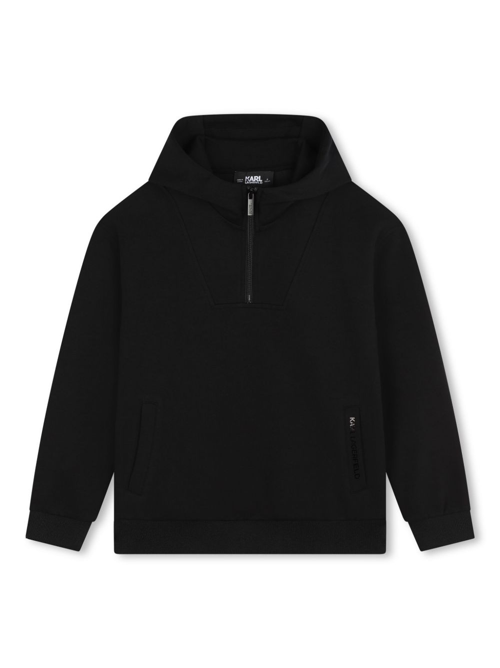 Karl Lagerfeld Kids 压纹logo拉链连帽衫 - 黑色