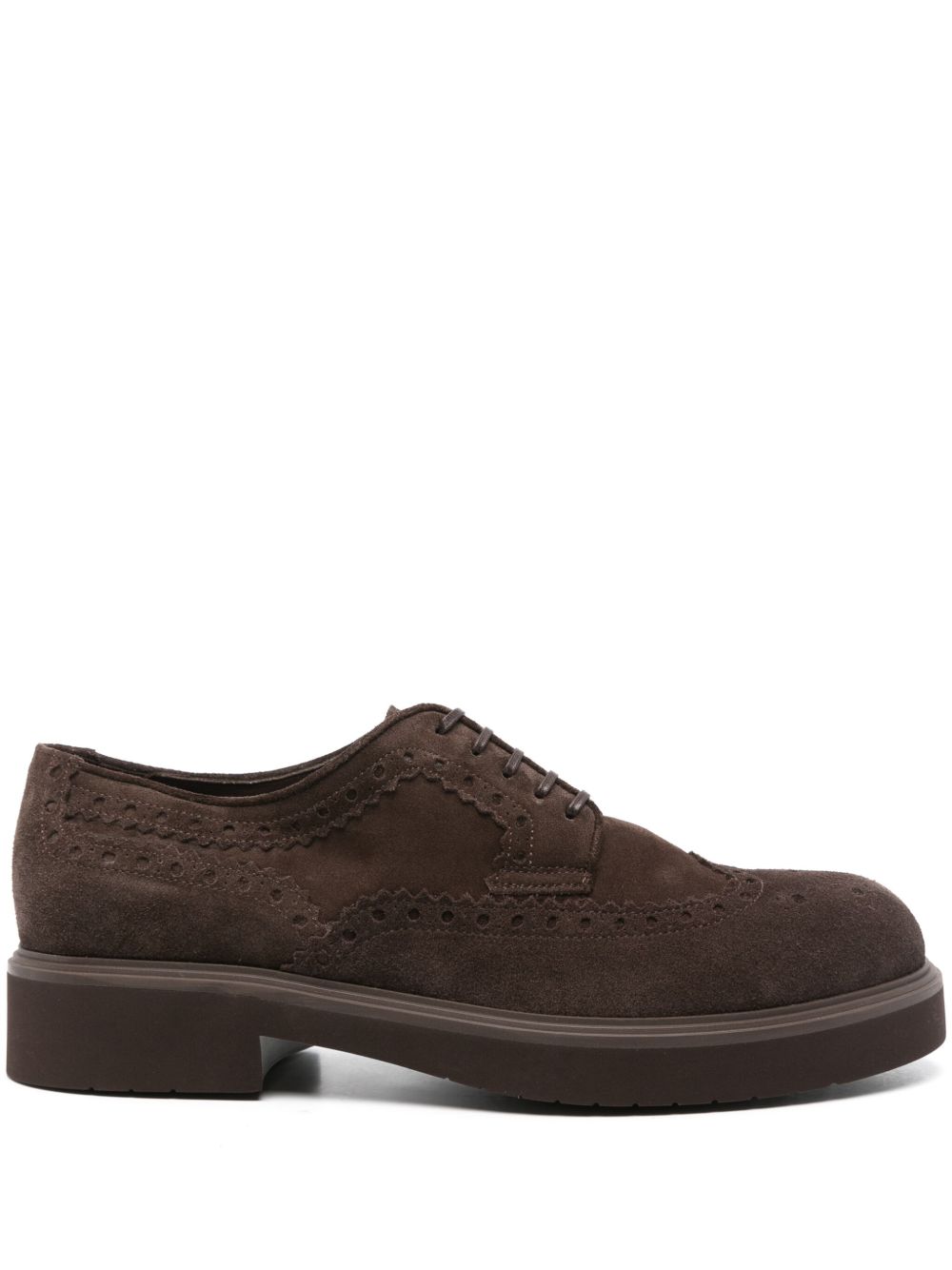 Ferragamo 穿孔细节德比鞋 - 褐色