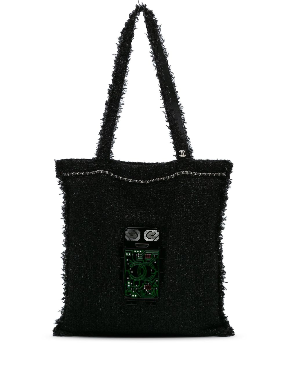 CHANEL Pre-Owned Robot Shopping 大号树脂缀饰粗花呢手提包（2017-2018年典藏款） - 黑色