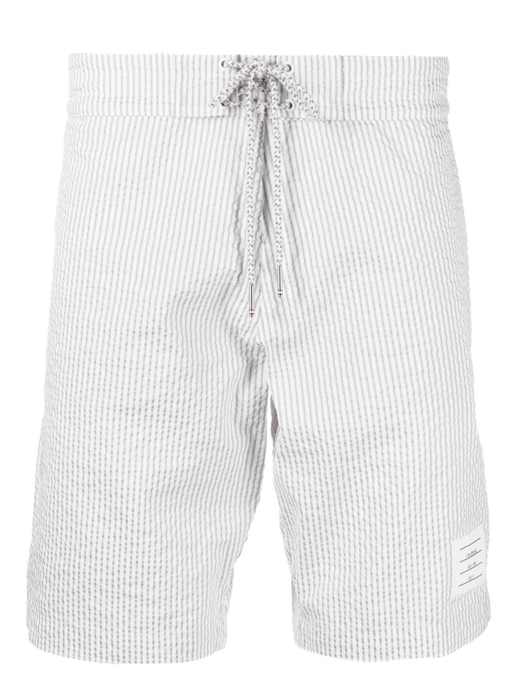 Thom Browne 泡泡纱条纹泳裤 - 白色
