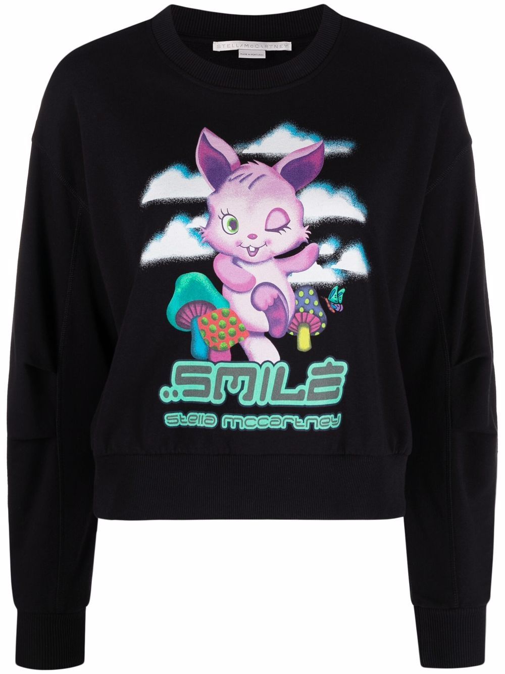 Stella McCartney 斯特拉·麦卡特尼 微笑兔子图案印花卫衣 - 黑色