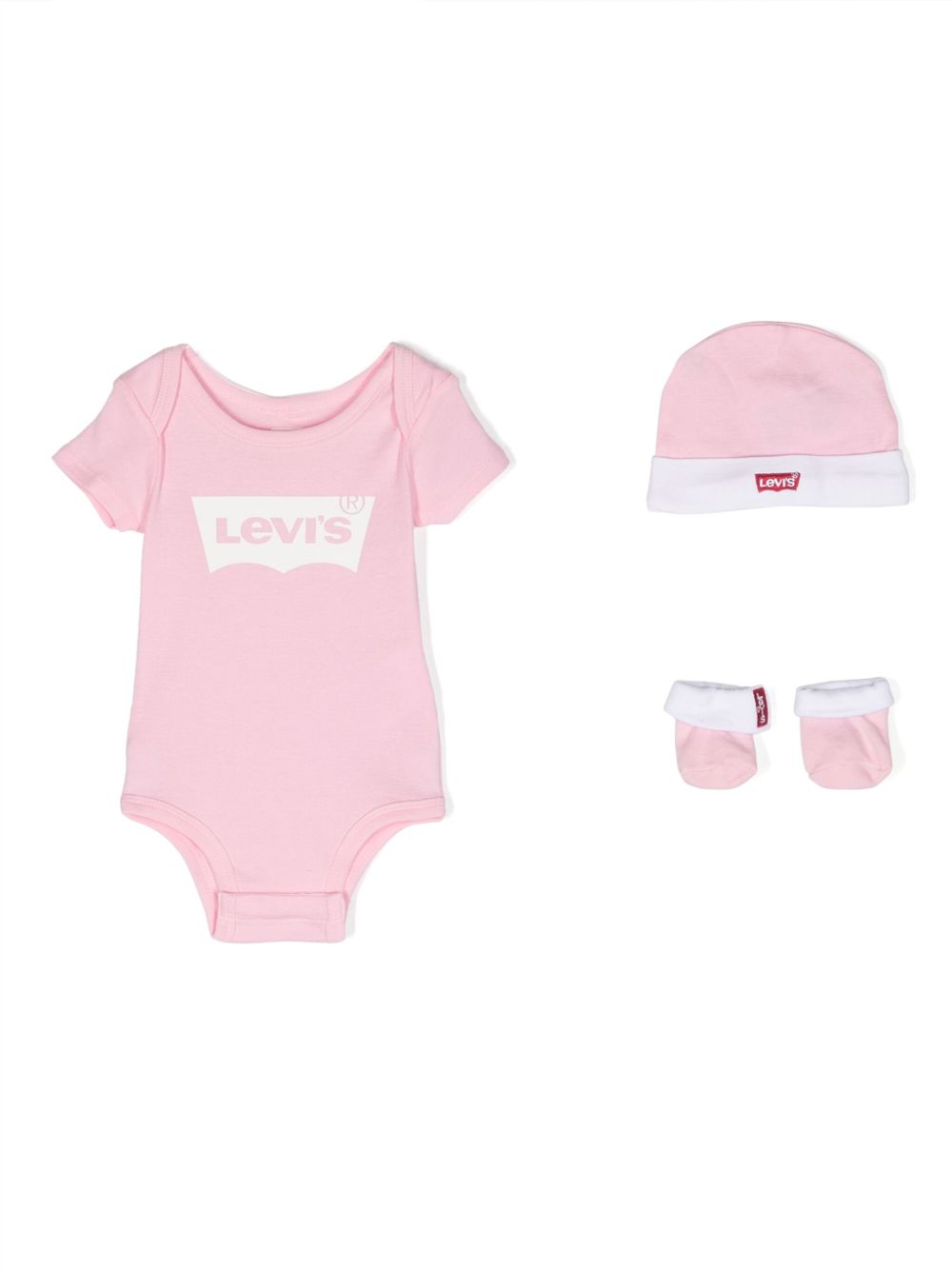 Levi's Kids logo印花棉连体衣套装 - 粉色