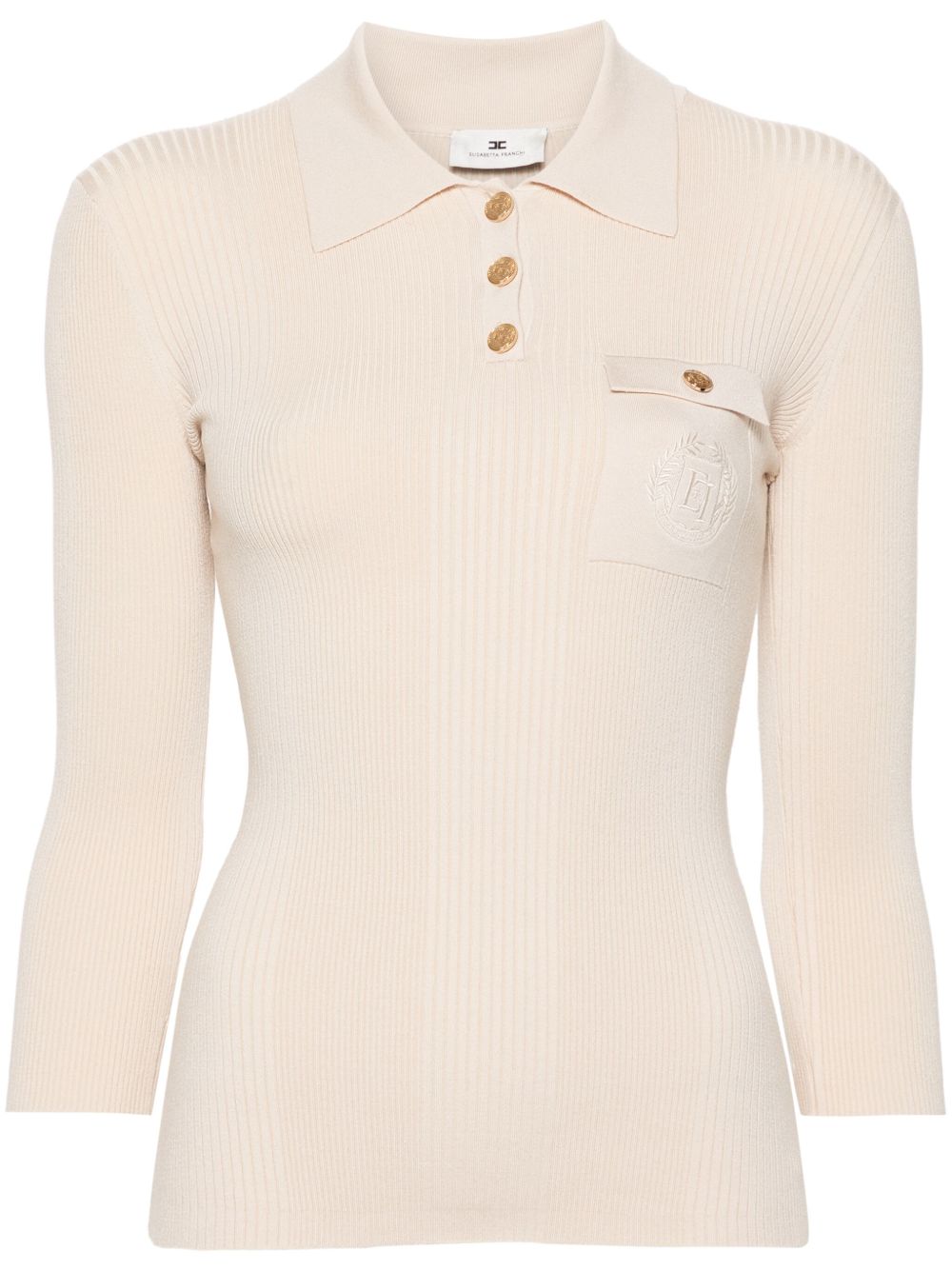 Elisabetta Franchi logo刺绣polo领上衣 - 中性色