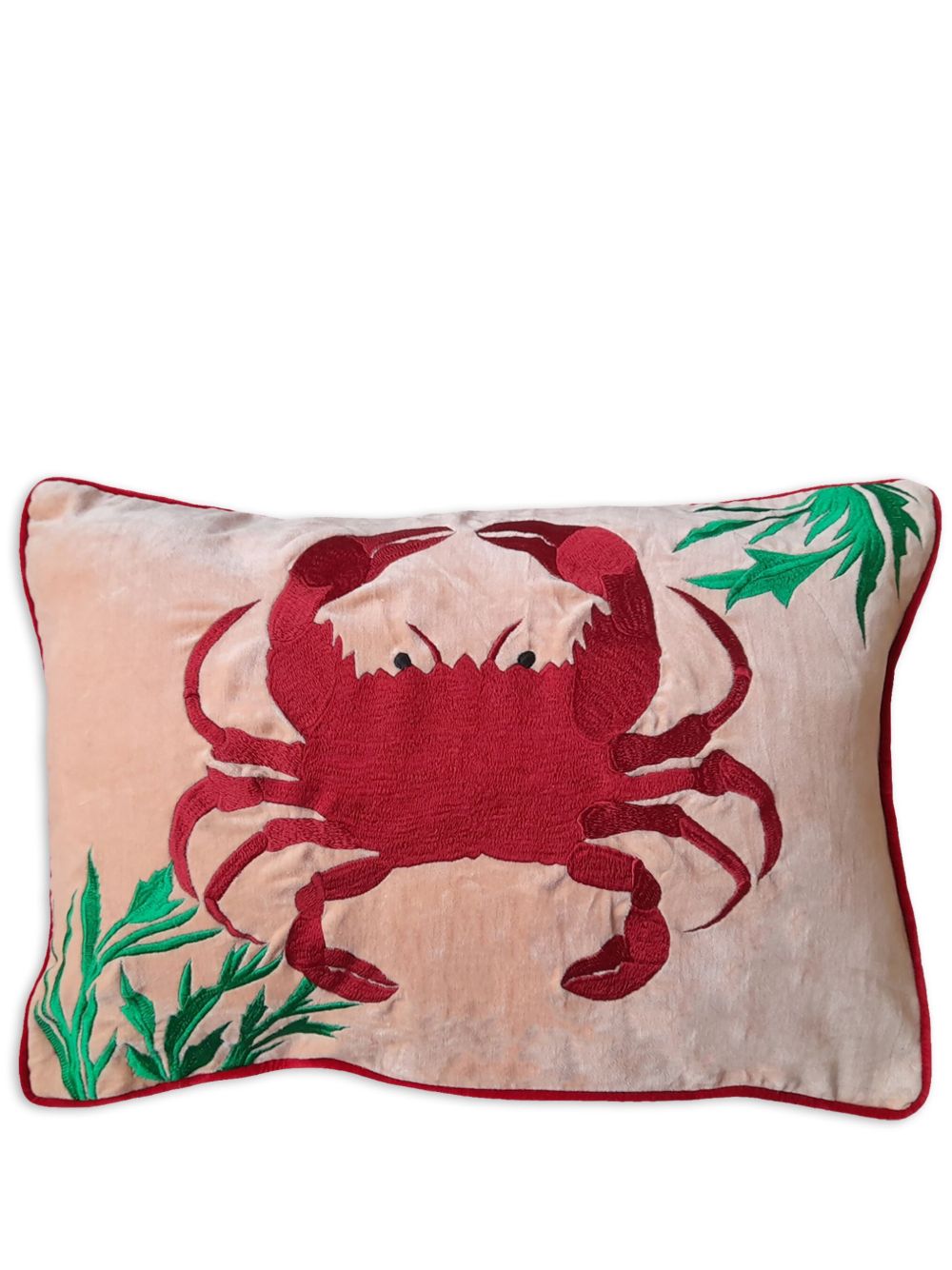 Les-Ottomans Crab 刺绣抱枕 - 粉色