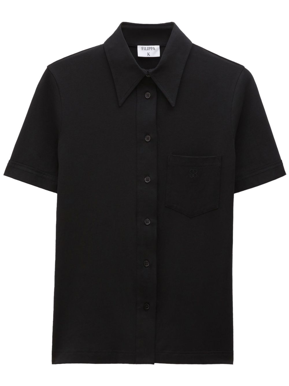 Filippa K 经典logo刺绣平纹针织衬衫 - 黑色