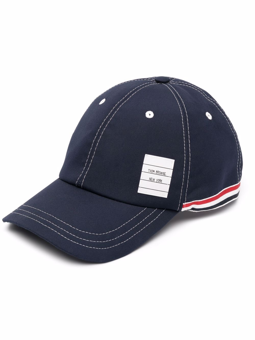 Thom Browne Tag 四条纹棒球帽 - 蓝色