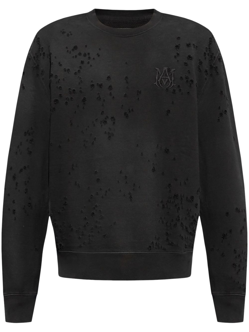 AMIRI logo刺绣棉卫衣 - 黑色