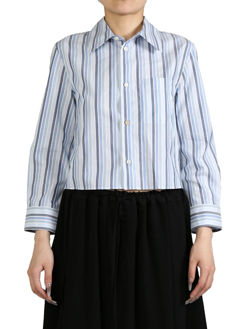Marni striped cropped shirt - 蓝色