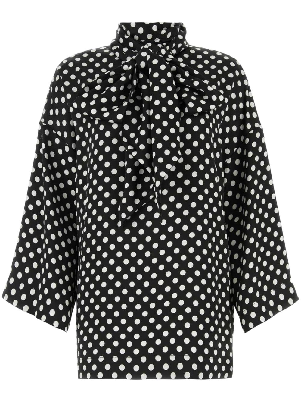 Saint Laurent 波点蝴蝶结领罩衫 - 黑色