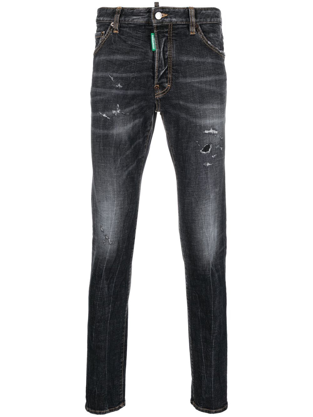 DSQUARED2 D2次方 仿旧紧身牛仔裤 - 黑色